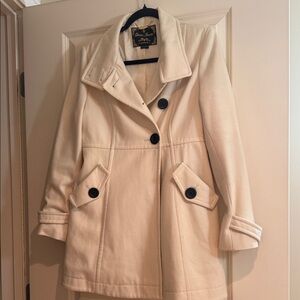 Guess Cream Pea Coat with Black Buttons